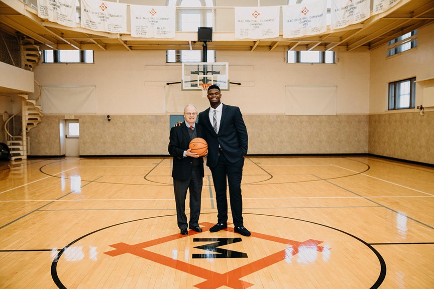 Mitch with Duke’s Zion Williamson, the 2018-19 National Player of the Year at the USBWA’s season-ending college basketball awards dinner honoring the nation’s top players and coaches.